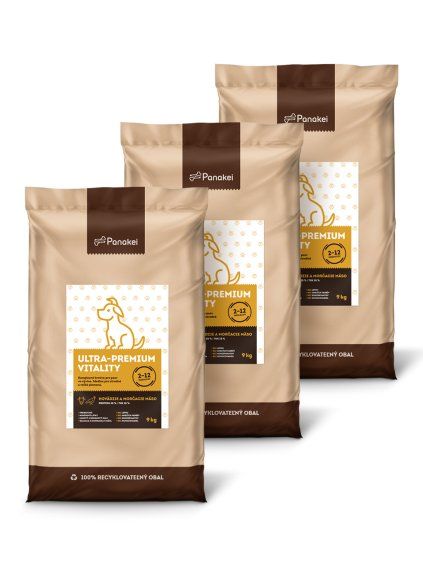 Výhodné balenie krmiva Panakei Ultra-Premium Vitality pre šteňatá (3x9kg)