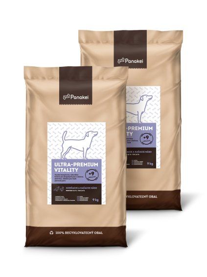 Ultra-premium krmivo Panakei Vitality pre dospelé malé psy: vyvážená receptúra s morčacím a kačacím mäsom (18 kg).