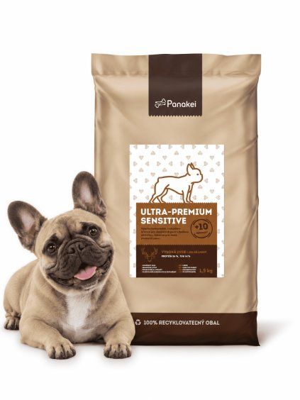 Panakei Ultra-Premium Sensitive Jeleň lesný 1,5 kg: Kvalitné hypoalergénne granule so zverinou pre dospelých psov malých plemien (XS-S).