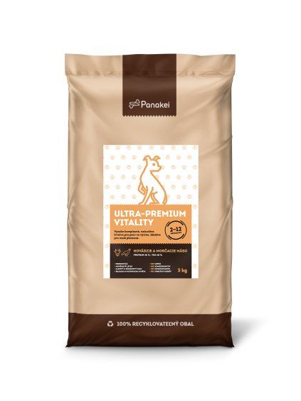 Panakei Ultra-Premium Vitality Hovädzie + Morčacie 3 kg: Prírodné granule pre šteniatka malých plemien od 2 mesiacov.